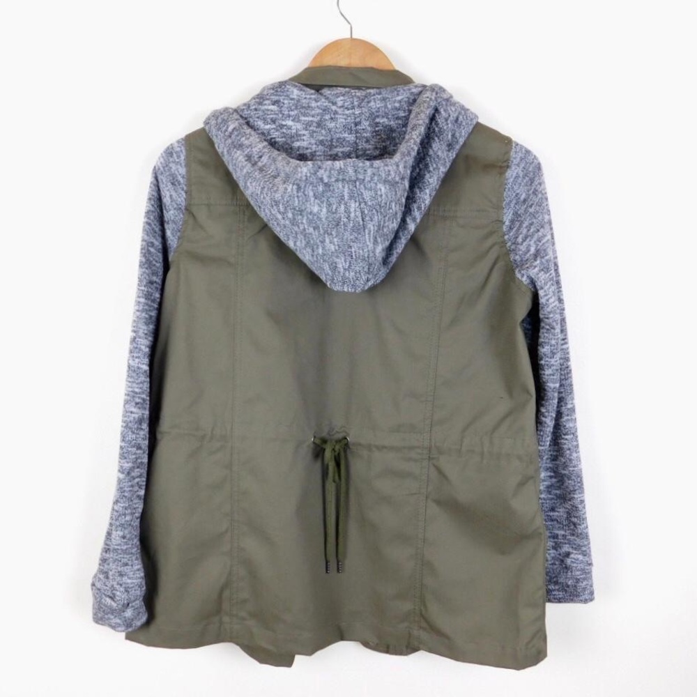 Olive hoodie grey trim jacket - Picture 6 of 8